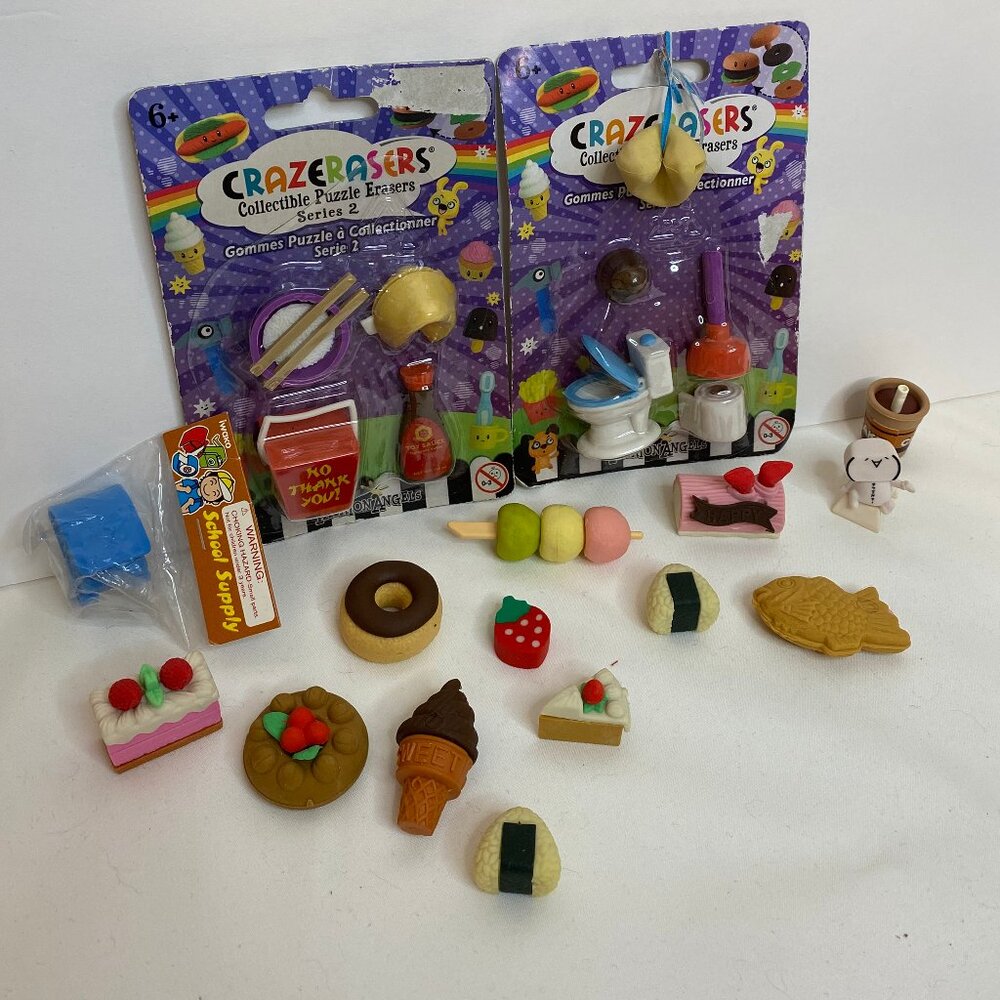 3/$20 -  Kawaii Japanese Eraser Set - Cute Character School Stationery - Japan